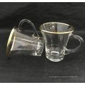 gold rim glassware shot wine glass with handles